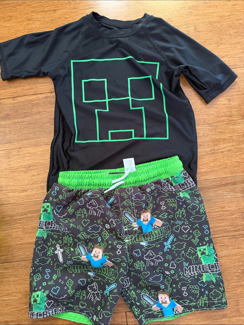 Carter's Black and Neon Green Minecraft Swim Set